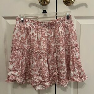 Shore Pink Floral Flounce Skirt